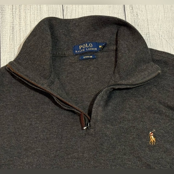 Ralph Lauren Men's Quarter Zip Pullover Sweater Gray Size M - Picture 9 of 11